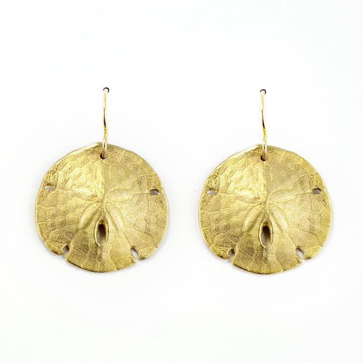 Boucles d'oreilles coquillage de Sanddollar (L) - Bronze pour la vente par Morning Moon Nature Jewelry