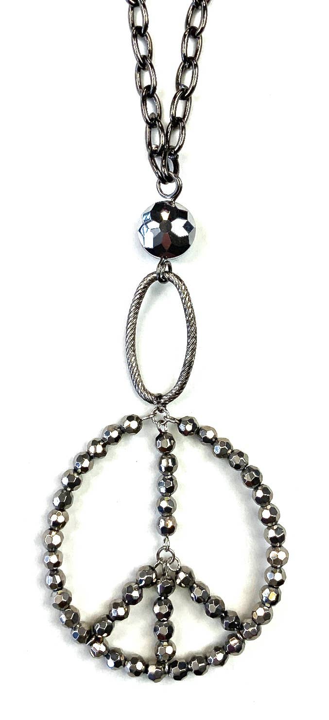 Lost & Found Trading - Wholesale Pendant/Charm Necklace - TCH297 NK-Beaded Peace Sign On Chain1