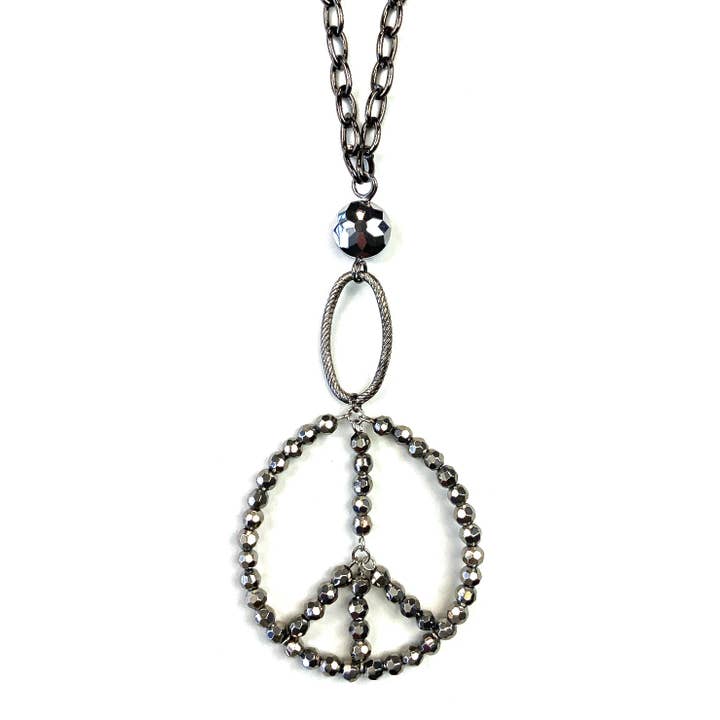 Lost & Found Trading - Wholesale Pendant/Charm Necklace - TCH297 NK-Beaded Peace Sign On Chain1