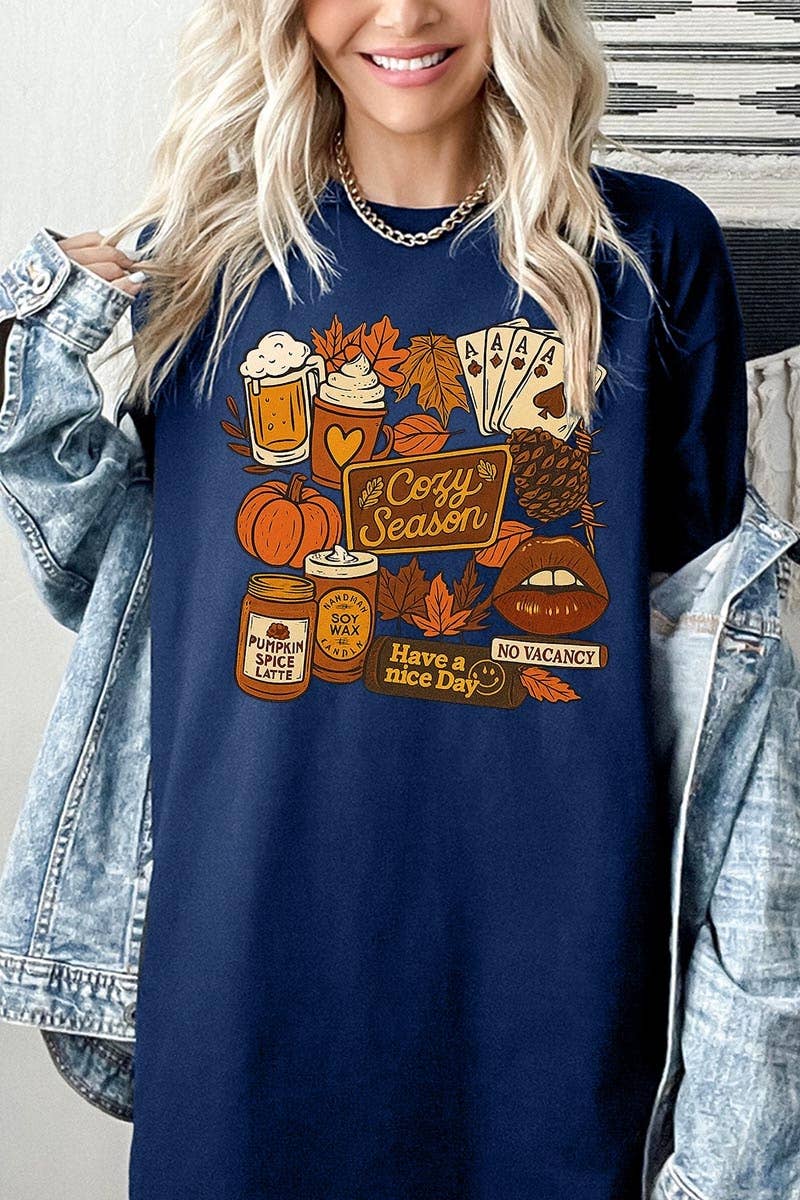 COLORBEAR - Wholesale T-Shirt (Graphic) - Women's - Retro Fall Collage Graphic Heavy Cotton Tee9
