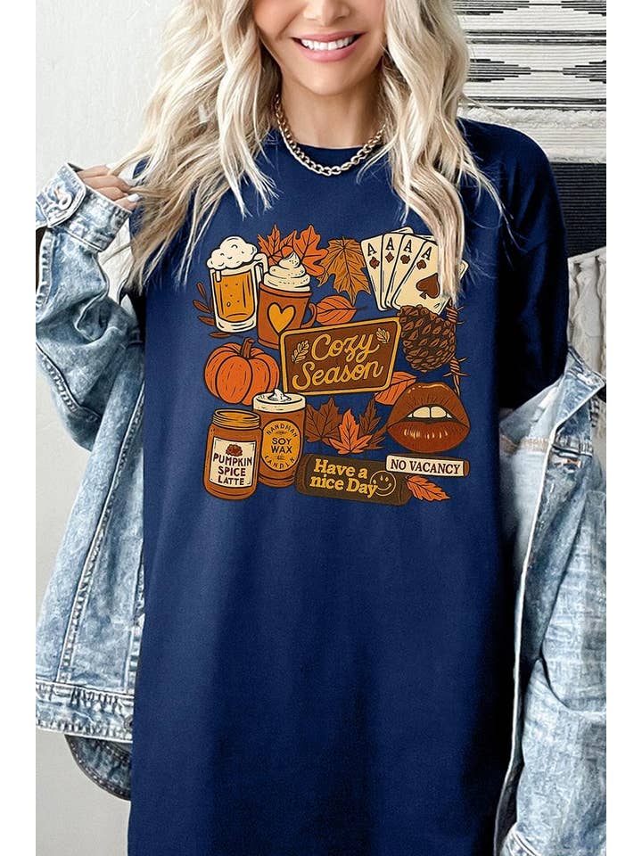 COLORBEAR - Wholesale T-Shirt (Graphic) - Women's - Retro Fall Collage Graphic Heavy Cotton Tee9