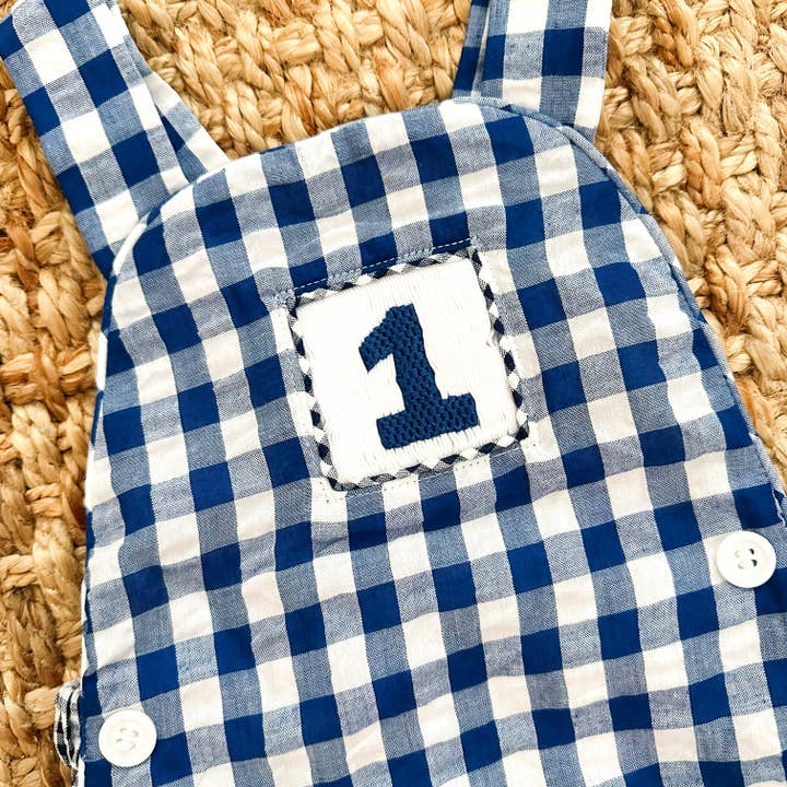 Seven Lantern Lane - Wholesale Bodysuit (Non-Footed) - Baby - Navy Blue Smocked First Birthday Sunsuit3