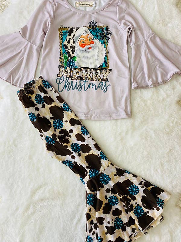 luluclothes - Wholesale Top & Pant Set - Kids - XCH0018-12H Merry Christmas Santa western kids outfit sets