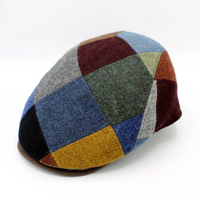 HO51MC Patchwork Wool Newsboy Cap - Made in Italy for wholesale by LOOWIE