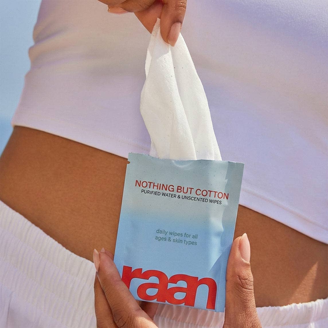 Raan inc - Wholesale Face & Body Wipes - 100% COTTON WATER WIPES, UNBLEACHED. POCKET SIZE1