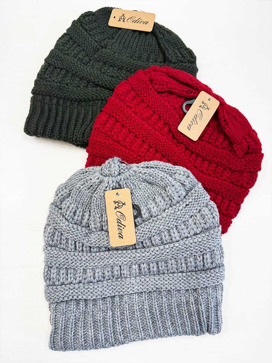 assorti Bonnets en maille côtelée pour queue de cheval en vente sur Faire11