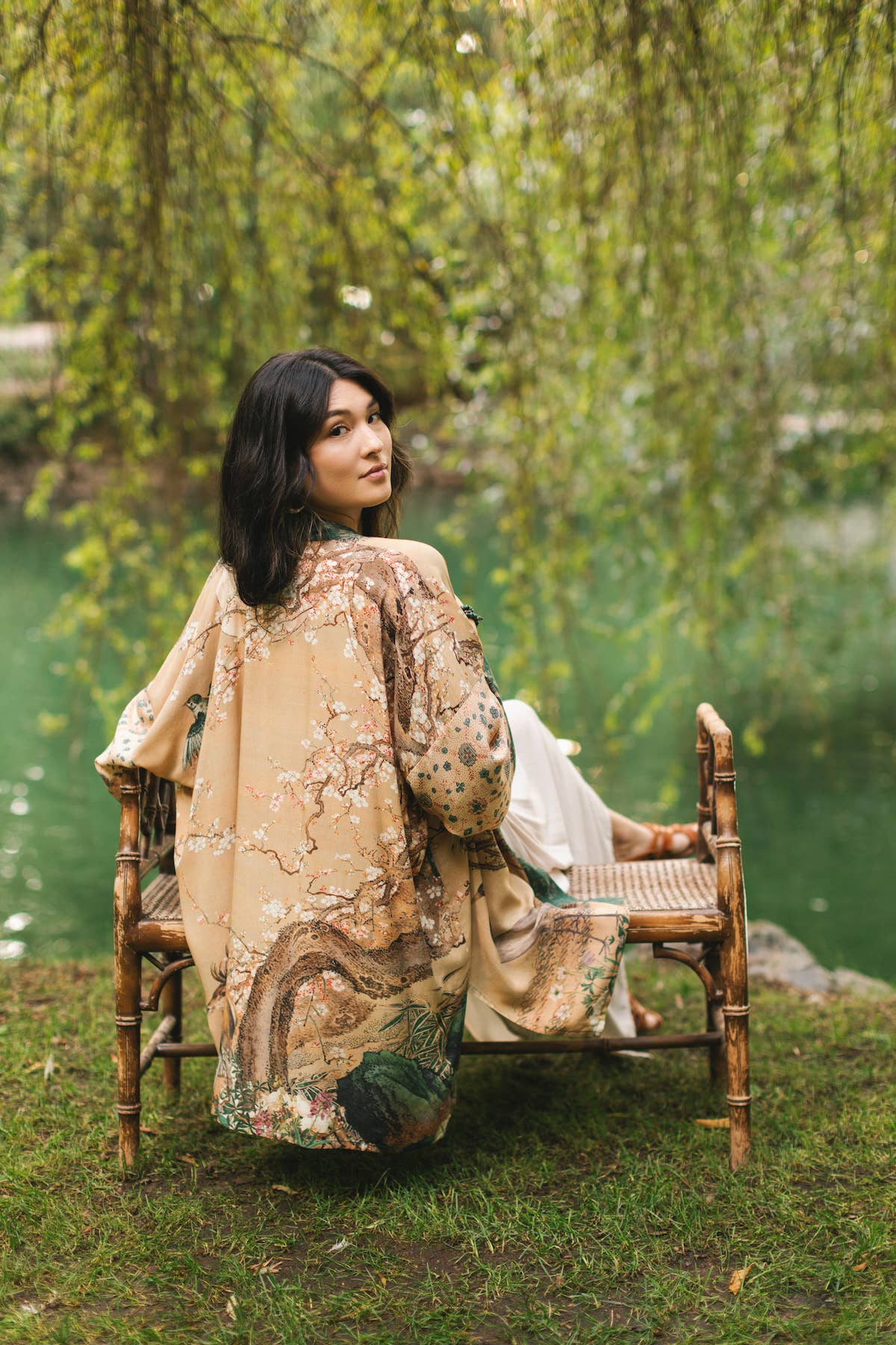 Market of Stars (USA) - Wholesale Kimono - Women's - Fable Matinée Duster Kimono w/ Deer and Moon, mid-length16