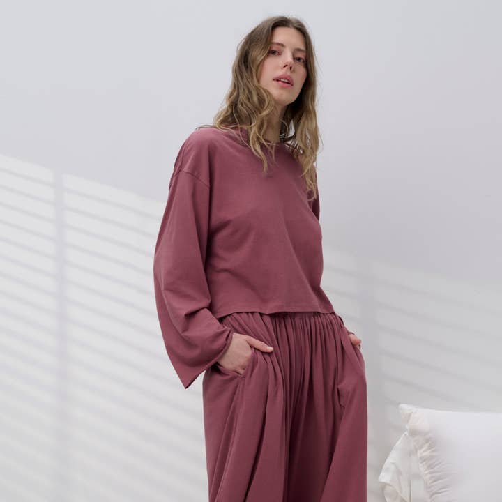 T-shirt à manches larges en Pima biologique pour la vente par LUNYA