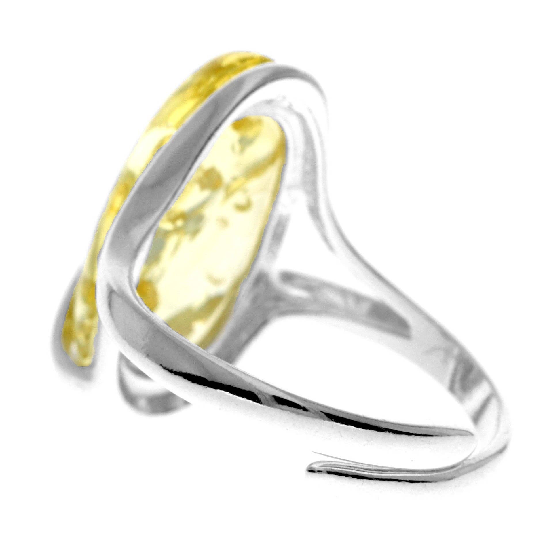 SilverAmber Jewellery - Wholesale Cocktail/Statement Ring - 925 Sterling Silver & Genuine Baltic Amber Adjustable Ring GL423A14