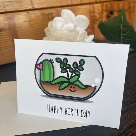 Card - Happy Birthday Terrarium Bowl for wholesale by Little Smarties YYC