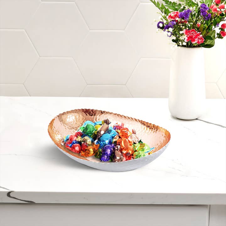 Monarch Abode - Wholesale Decorative Plate/Dish/Bowl - Hand Hammered Modern Decorative Bowl 12.75 x 8.75 inch12