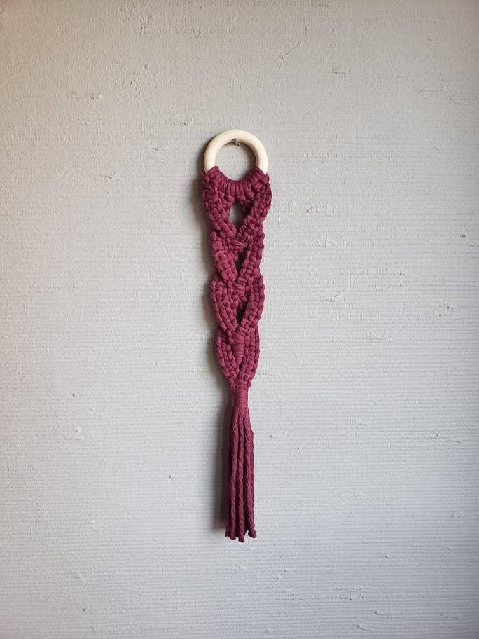 Air Plant Hanger Plaited - Corded - Burgundy for wholesale by Mother of Pearl Handmade Goods