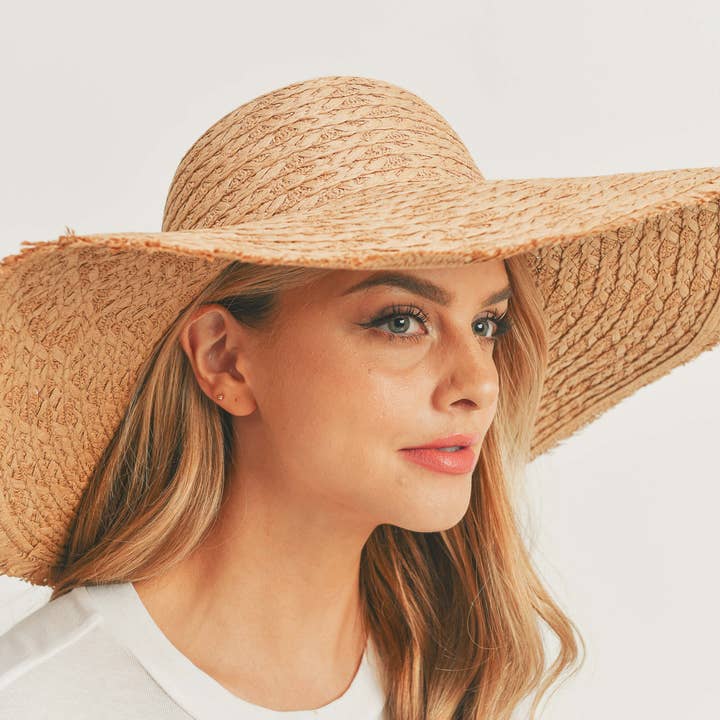 MiMi Wholesale - Wholesale Straw Hat - Women's - MH0095 Floppy Straw Sun Hat with Frayed Edges5