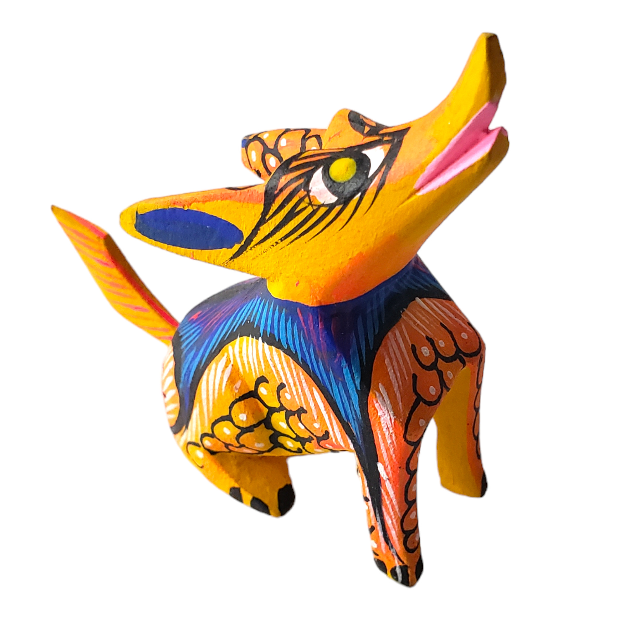 The Little Pueblo - Wholesale Decorative Figurine - Oaxacan Alebrije Coyote Mini Wood Carving Mexican Hand Painted1