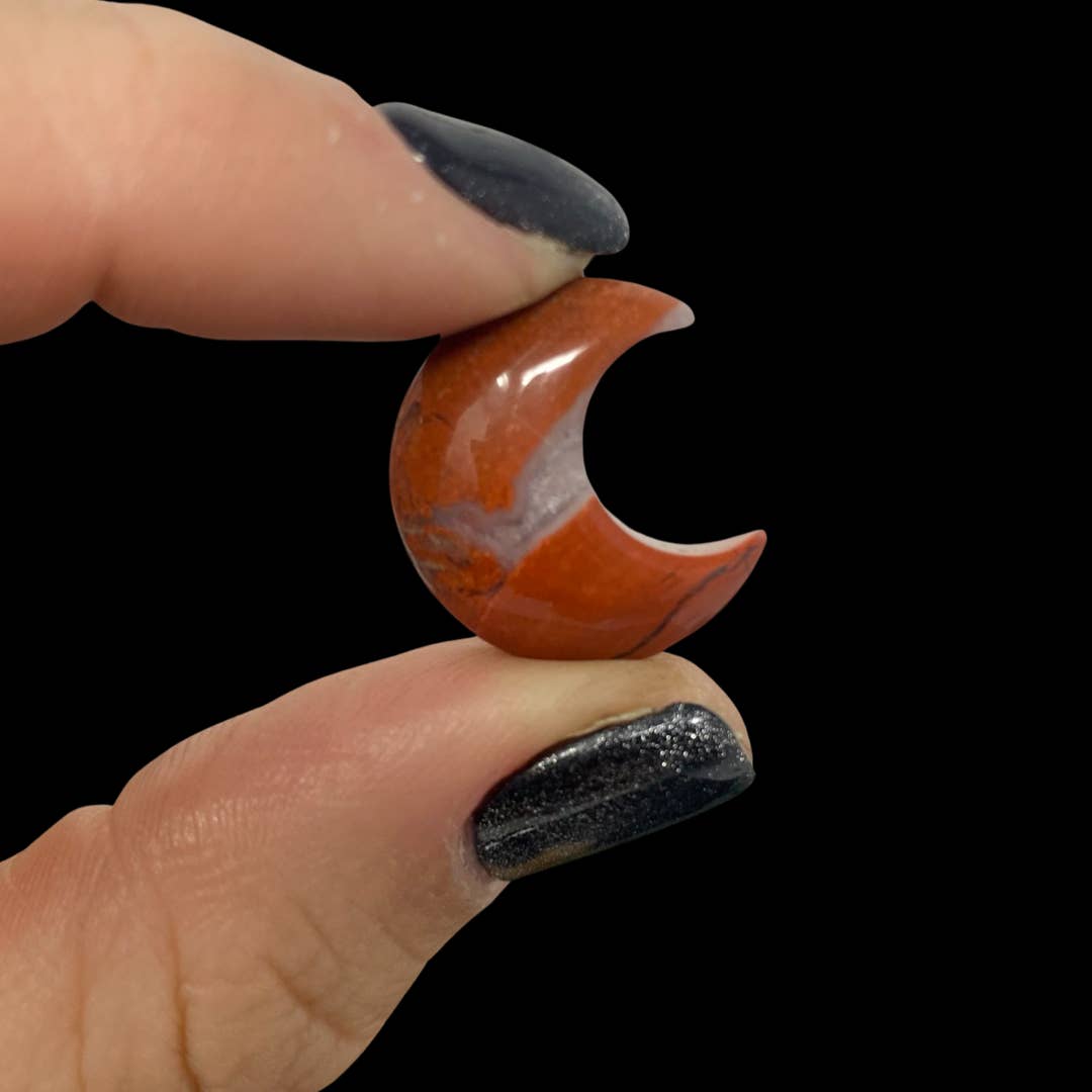 The Crystal Tabby - Vente Pierre et cristal de spiritualité - 3 sachets de 5 mini lunes en jaspe rouge