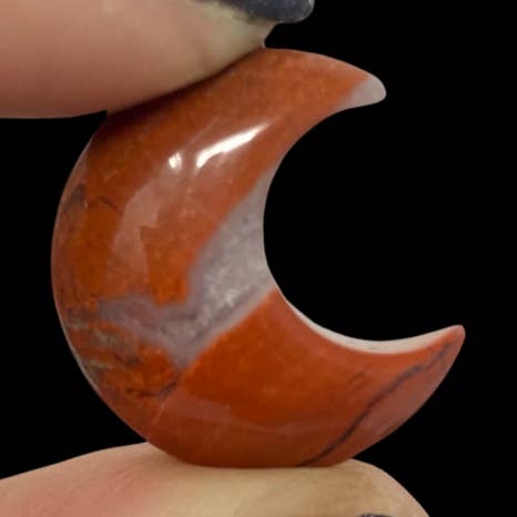 The Crystal Tabby - Vente Pierre et cristal de spiritualité - 3 sachets de 5 mini lunes en jaspe rouge0