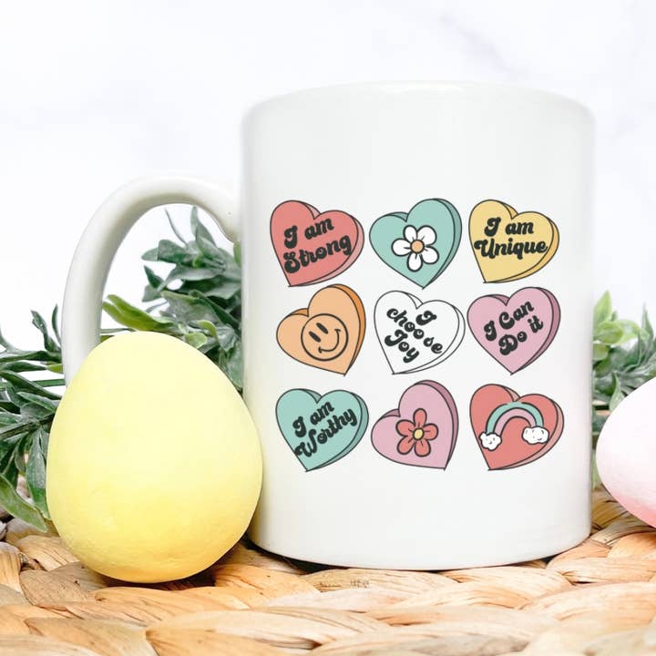 Conversation Color Hearts Coffee Mug for wholesale by Dazzle Design Diva