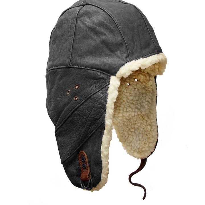 REMOVED BRAND – Großhandel Flat Brim Cap – Unisex – Flieger Cap Wintermütze- Gefütterte Pilotenmütze aus echtem Leder