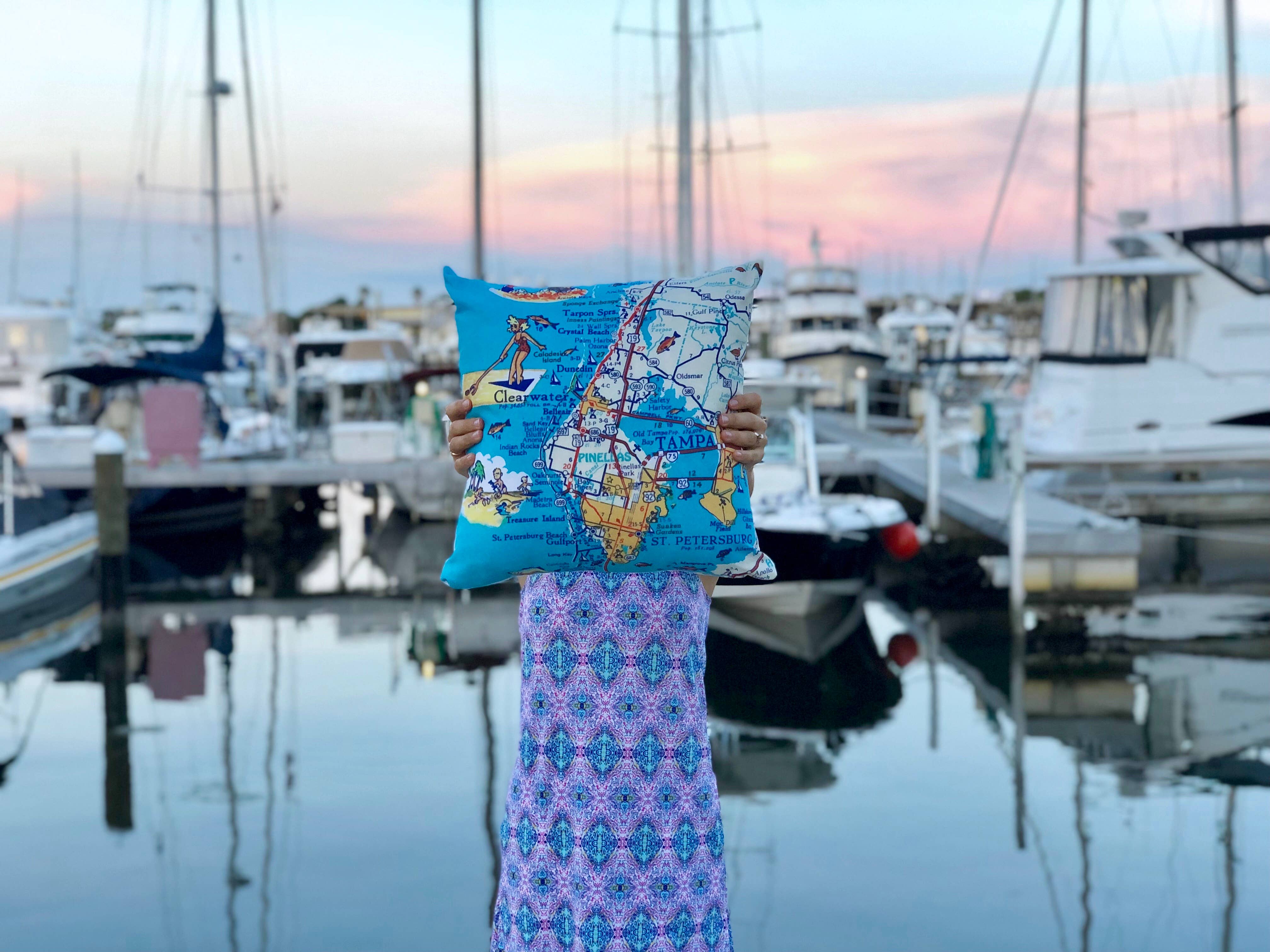 Daisy Mae Designs - Wholesale Throw/Decorative Pillow - Custom Map Pillow Decorative Throw Pillow Choose Any Town13