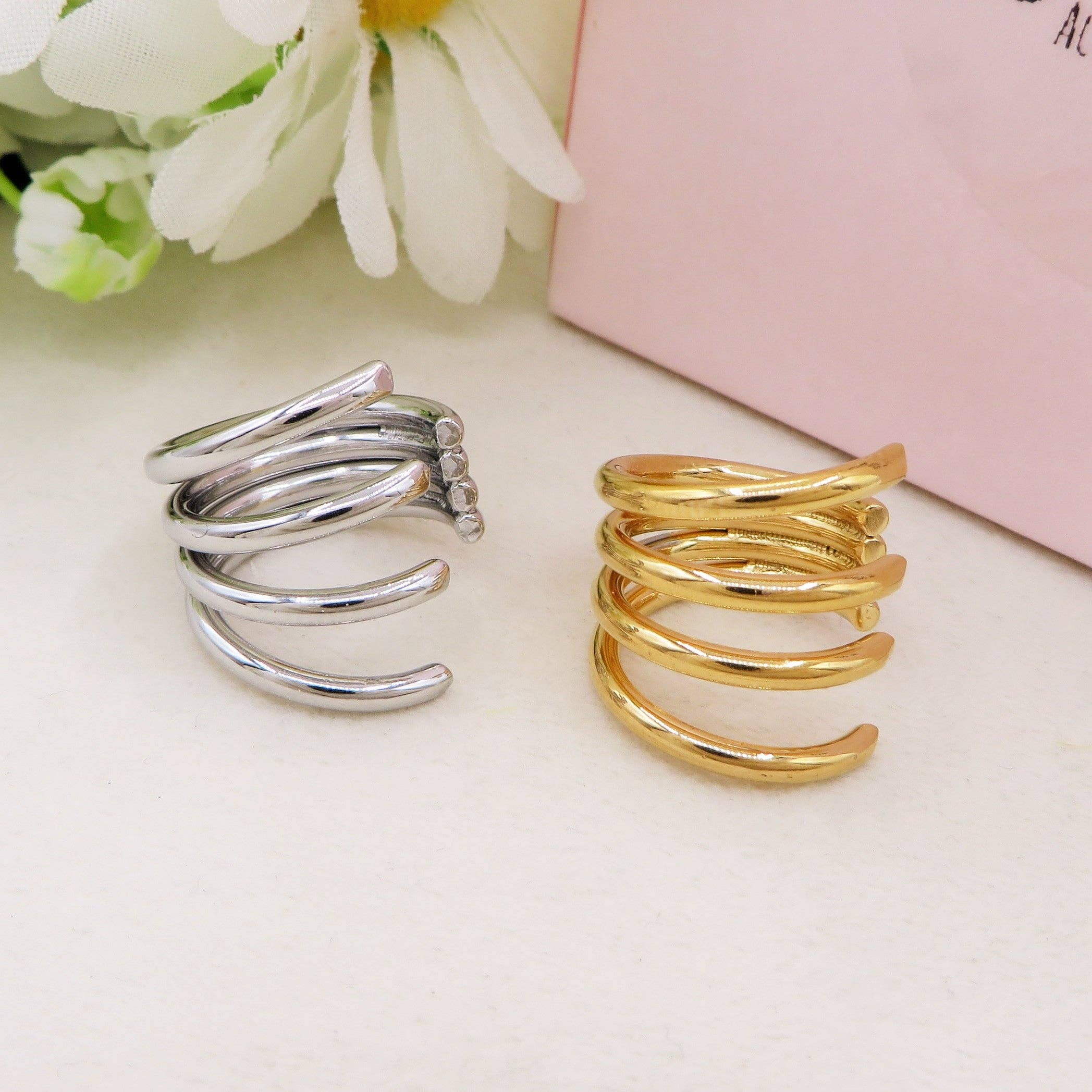 Daemon srls - Vendita all'ingrosso Orecchini ear cuff/ear wrap - LILITH ear cuff multiplo in acciaio inossidabile, orecchino senza buco3