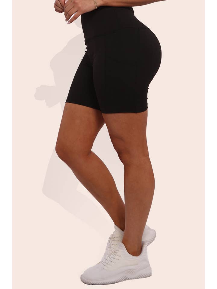 REDFINCH APPAREL INC - Wholesale Athletic Shorts - Women's - Womens Tummy Control Biker Shorts With Side Pockets