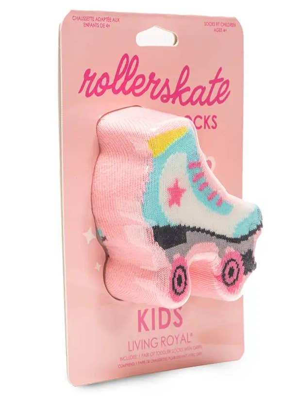 Living Royal - Wholesale Socks - Kids - 3D Packaged Crew Socks - Kids - Roller Skate - Pink1