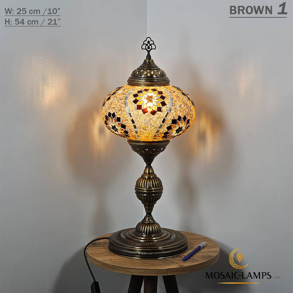 Mosaic Lamps - Wholesale Accent/Desk Lamp - 10+ Colors - Turkish Mosaic X Large Globe Table Lamp, Marrak10