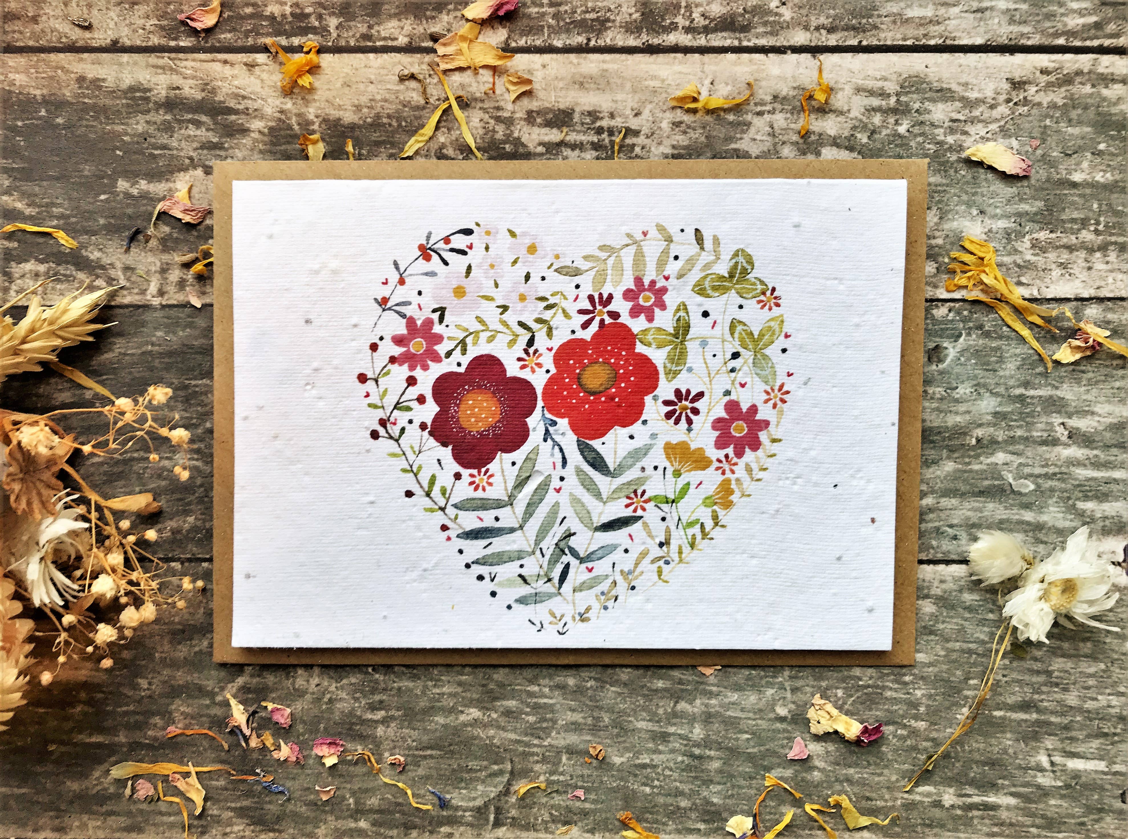 Erika's Whimsical Art – wholesale Love card – Plantable  Seed Paper Floral Heart Card3