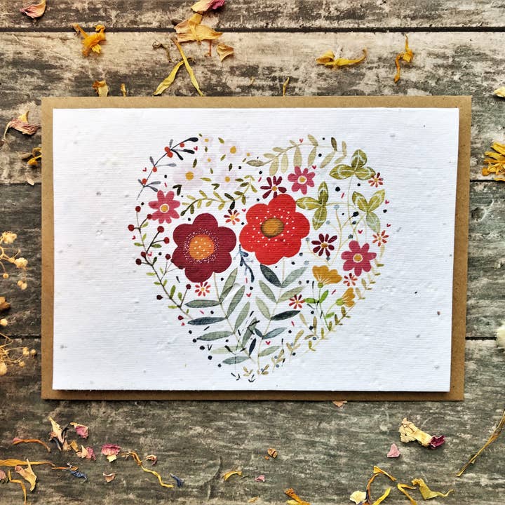 Erika's Whimsical Art – wholesale Love card – Plantable Seed Paper Floral Heart Card3