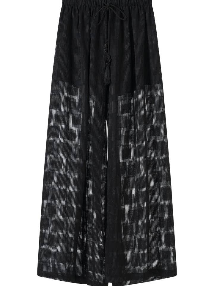 Violaine Broek Transparante Geruite Textuur voor wholesale door WHAT IF