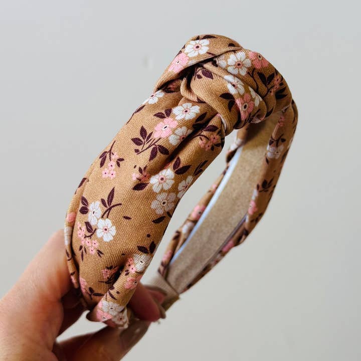 Knoten Haarband Braun/Rosa Kleine Blume für den Großhandel von Bibi Kidz