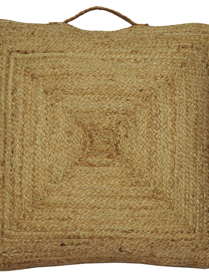 Hand Braided Square Pouf made with Natural Fiber Jute - 24" for wholesale by The Rug Decor, Inc.