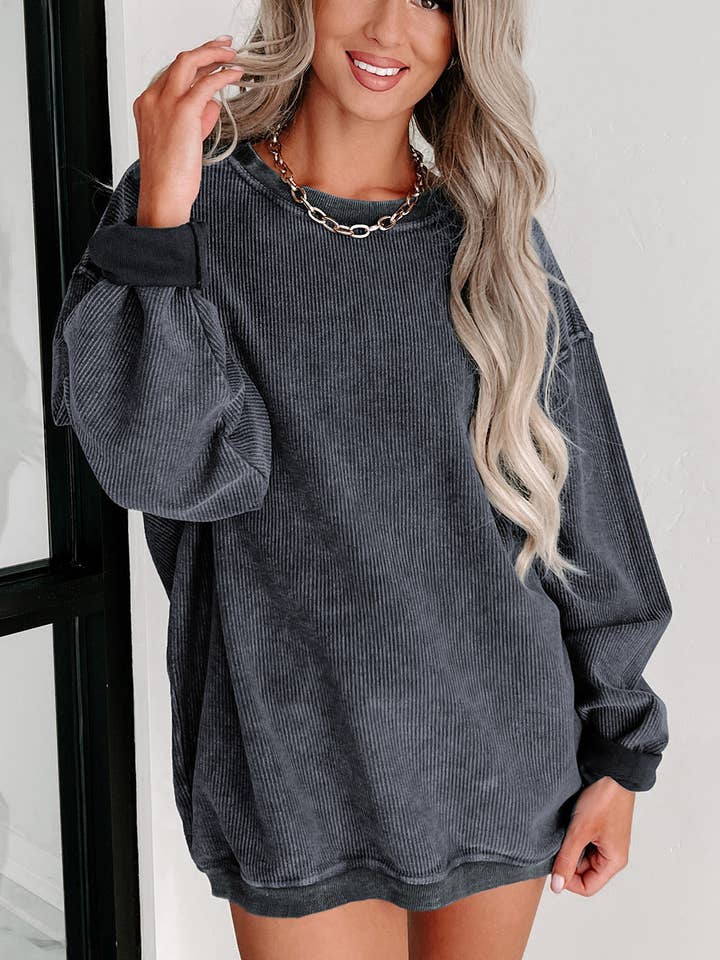 Lovesoft - Wholesale Sweatshirt – Women's - Custom Solid Ribbed Knit Round Neck Pullover Sweatshirt6