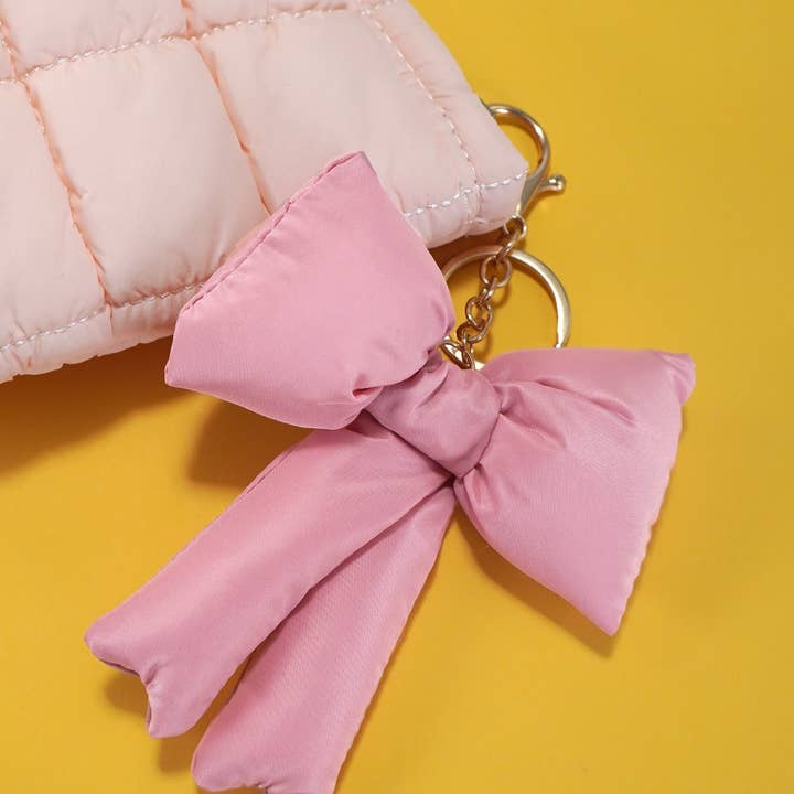 JOSSLYN by wall to wall - Wholesale Keychain - Women's - TRENDING PUFFY BOW RIBBON BAG CHARM KEYCHAIN | 40KC109
