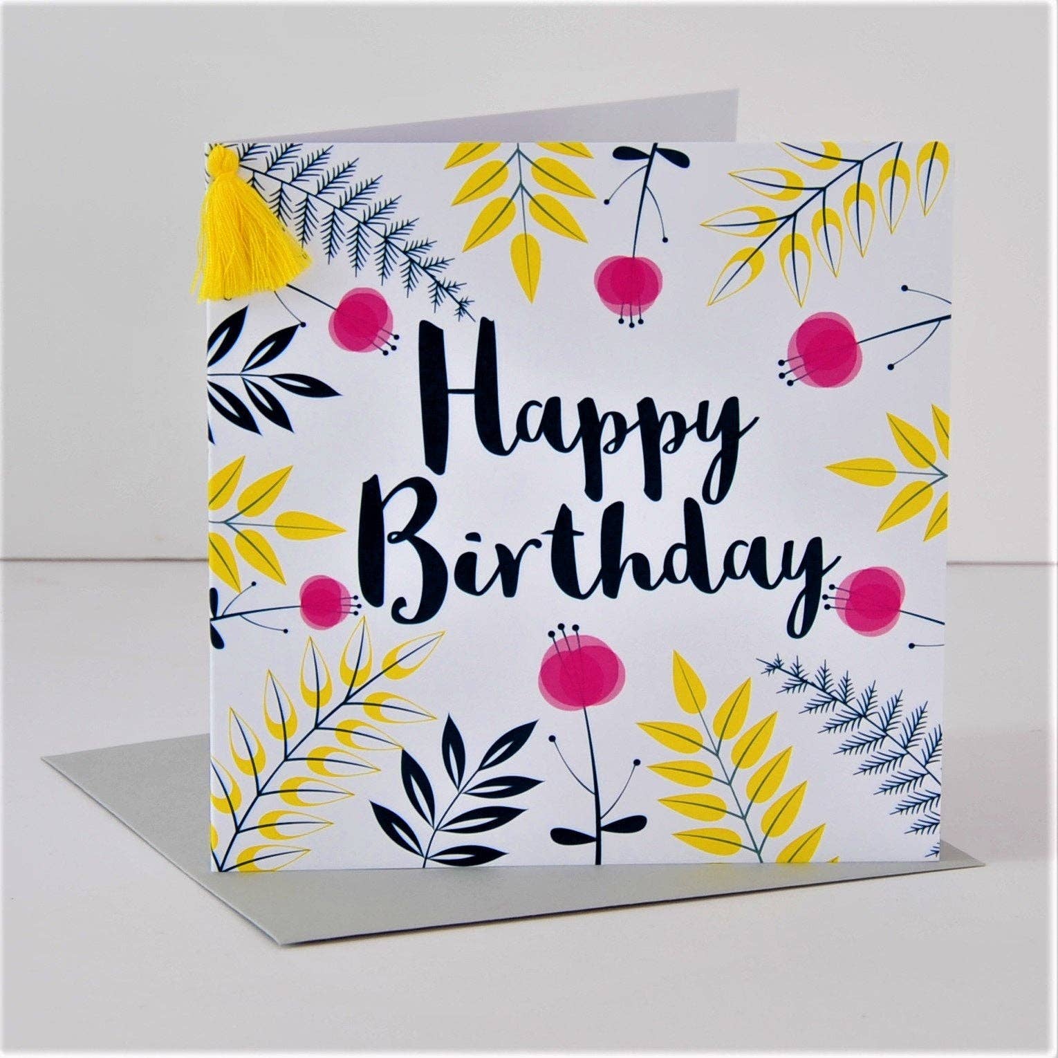 Claire Giles Ltd – wholesale Birthday card – Birthday Card, Spring Flowers, Embellished with a colourful tassel3