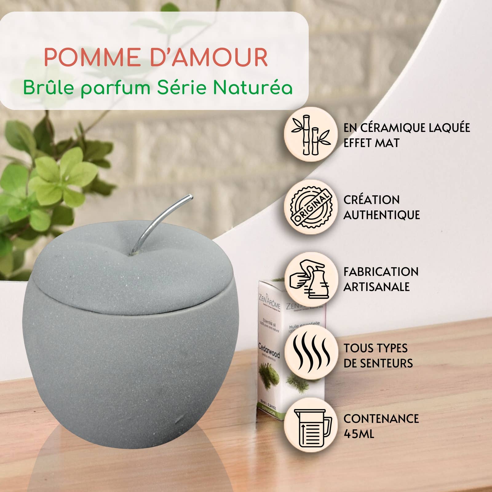 Zen'Arôme - Wholesale Fragrance Warmer - Ceramic fragrance burner Love Apple Ambient Fragrance2