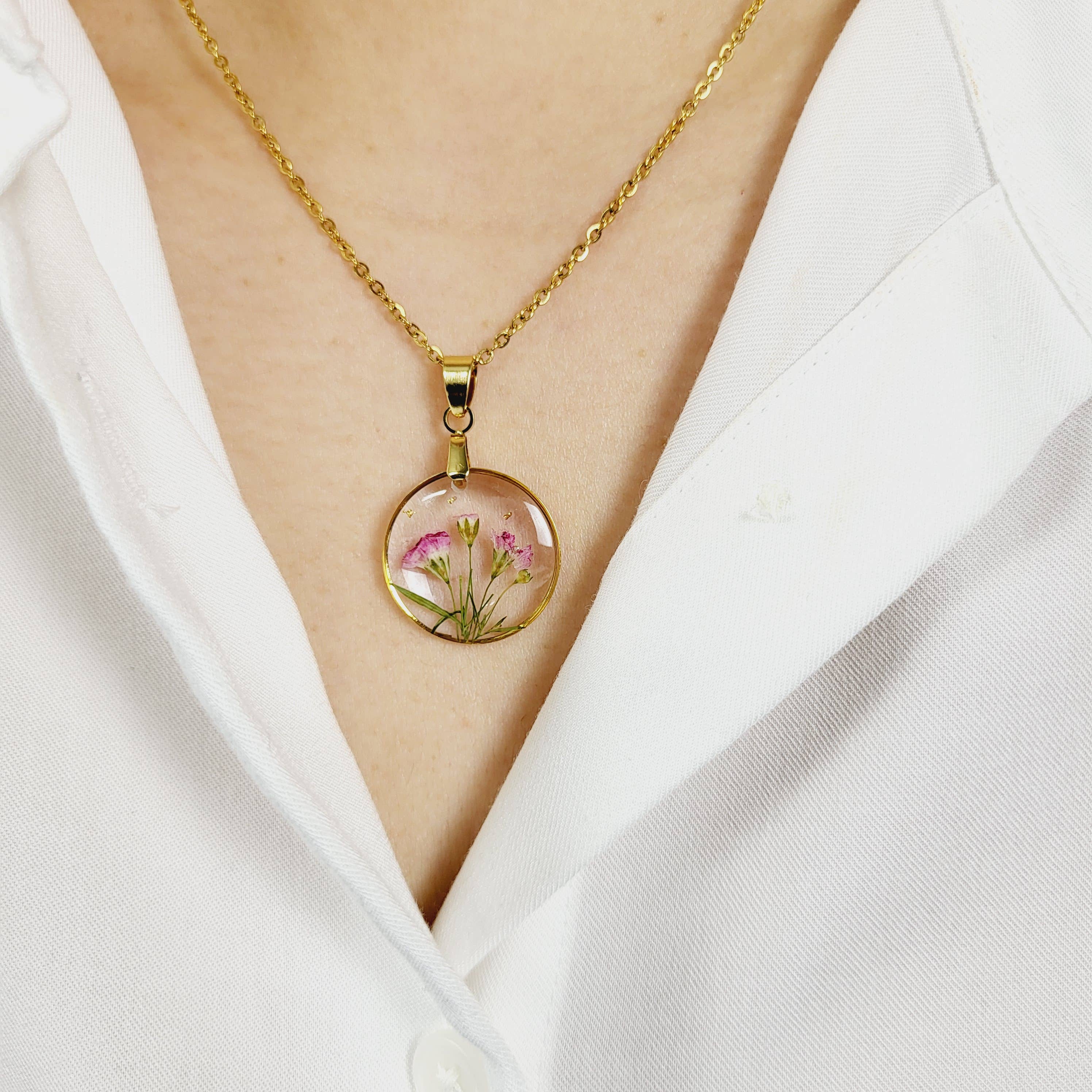 Rhodonco - Wholesale Pendant/Charm Necklace - January birth flower necklace - Carnation5