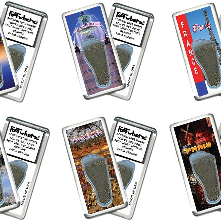 Paris FootWhere® Souvenir Magnet. 72 pieces/ 6 assorted styles. for wholesale by FootWhere- USA Group, Inc.