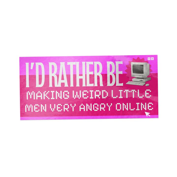 I’d Rather Be Making Weird Little Men Angry Sticker – 4.3" x 2" Vinyl Decal for wholesale by Secret Flair Club
