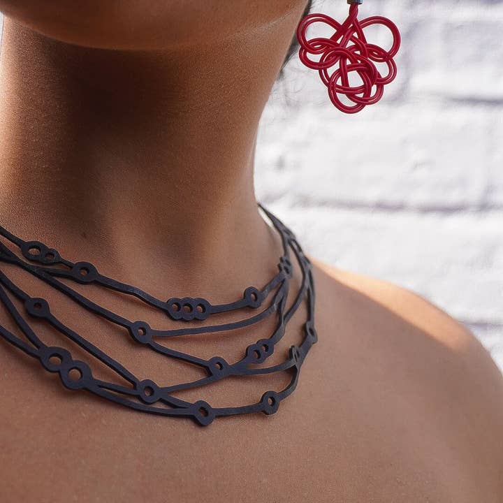 Flare Reclaimed Rubber Necklace for wholesale by paguroupcycle