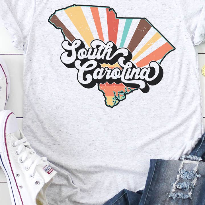 South Carolina Retro State Graphic Tee for wholesale by Kissed Apparel