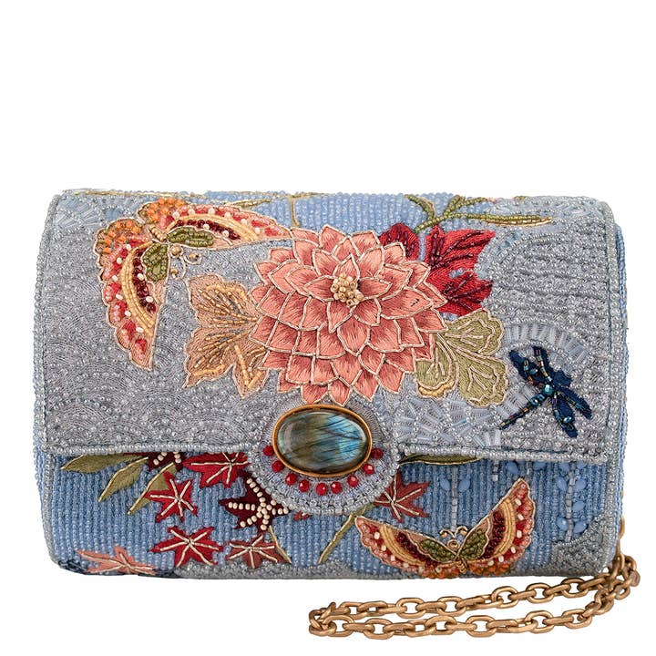 Lotus Mist Geborduurde Bloemen Crossbody Tas voor wholesale door Mary Frances Accessories