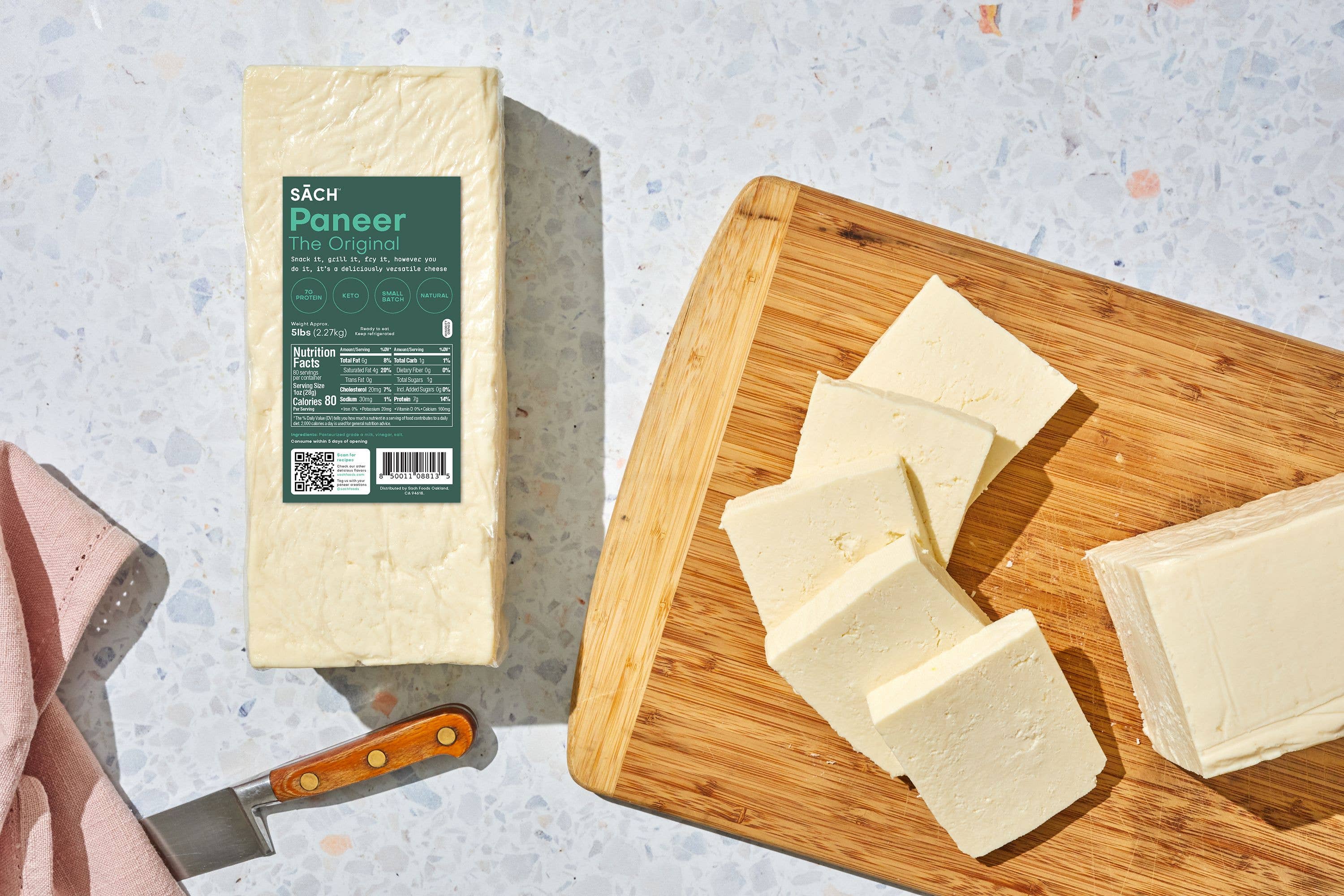 SACH FOODS - Wholesale Cheese - Food Service Block (5lb) - Natural Paneer Cheese1