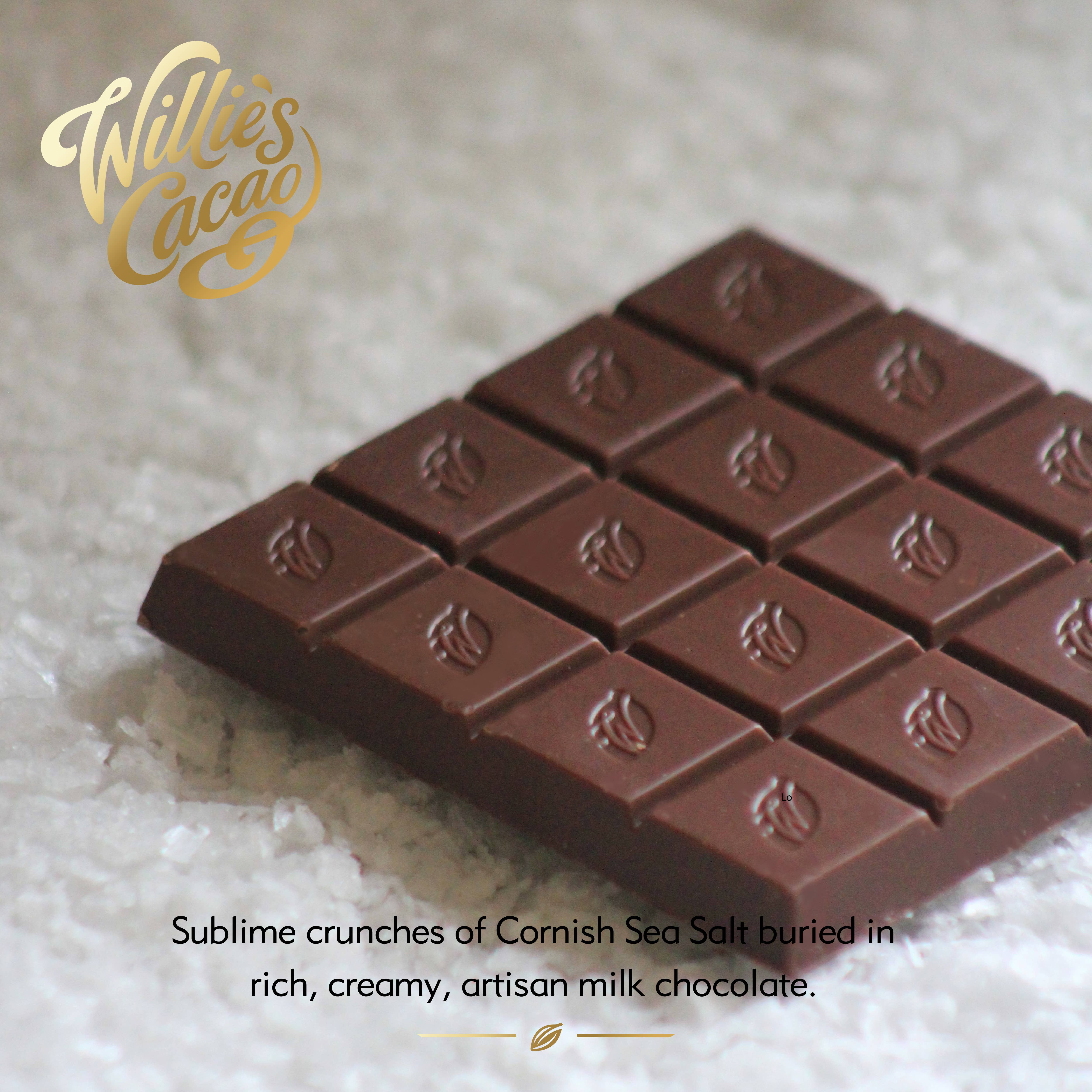 Willie's Cacao - Wholesale Chocolate Bar - Sea Flakes. Milk chocolate with flakes of Sea Salt. 50g bar2