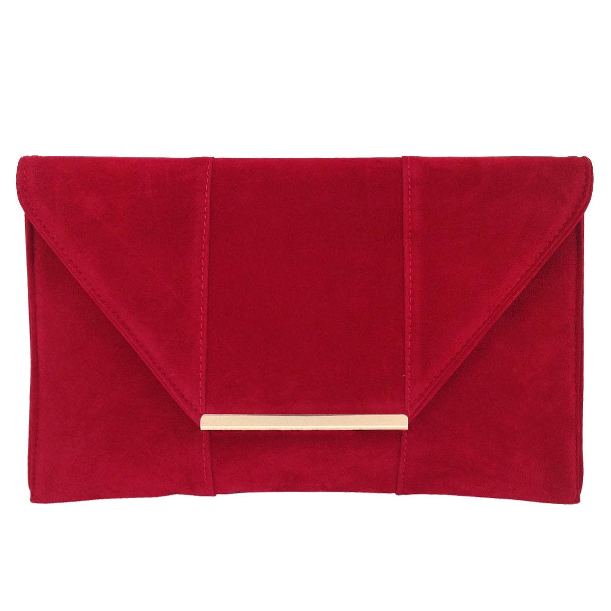 JNBFASHION.COM - Wholesale Clutch Bag - Women's - Faux Microsuede Envelope Clutch - Gold Metal Hardware10