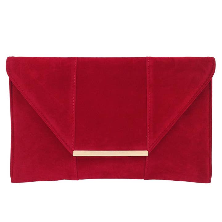 JNBFASHION.COM - Wholesale Clutch - Dames - Faux microsuède enveloptas - Goudkleurige metalen details10