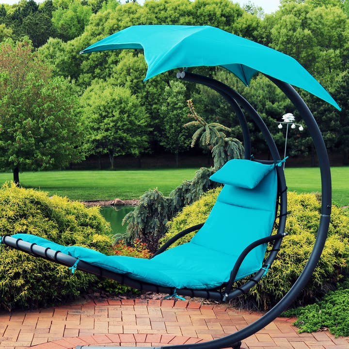 Sunnydaze Decor - Wholesale Chaise Lounge - Hanging Lounge Chair Replacement Cushion and Umbrella - Teal
