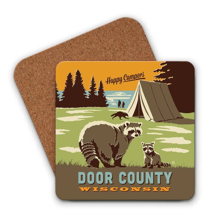 Sottobicchiere Happy Camper della Contea di Door, WI per la vendita all'ingrosso da parte di Tourist Courts