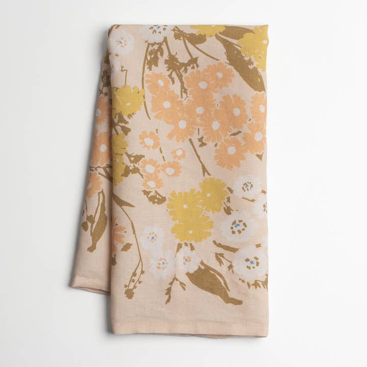 Flowerie - Wholesale Tea Towel - Homebody Cotton Linen Tea Towel | Pink Posies Floral2