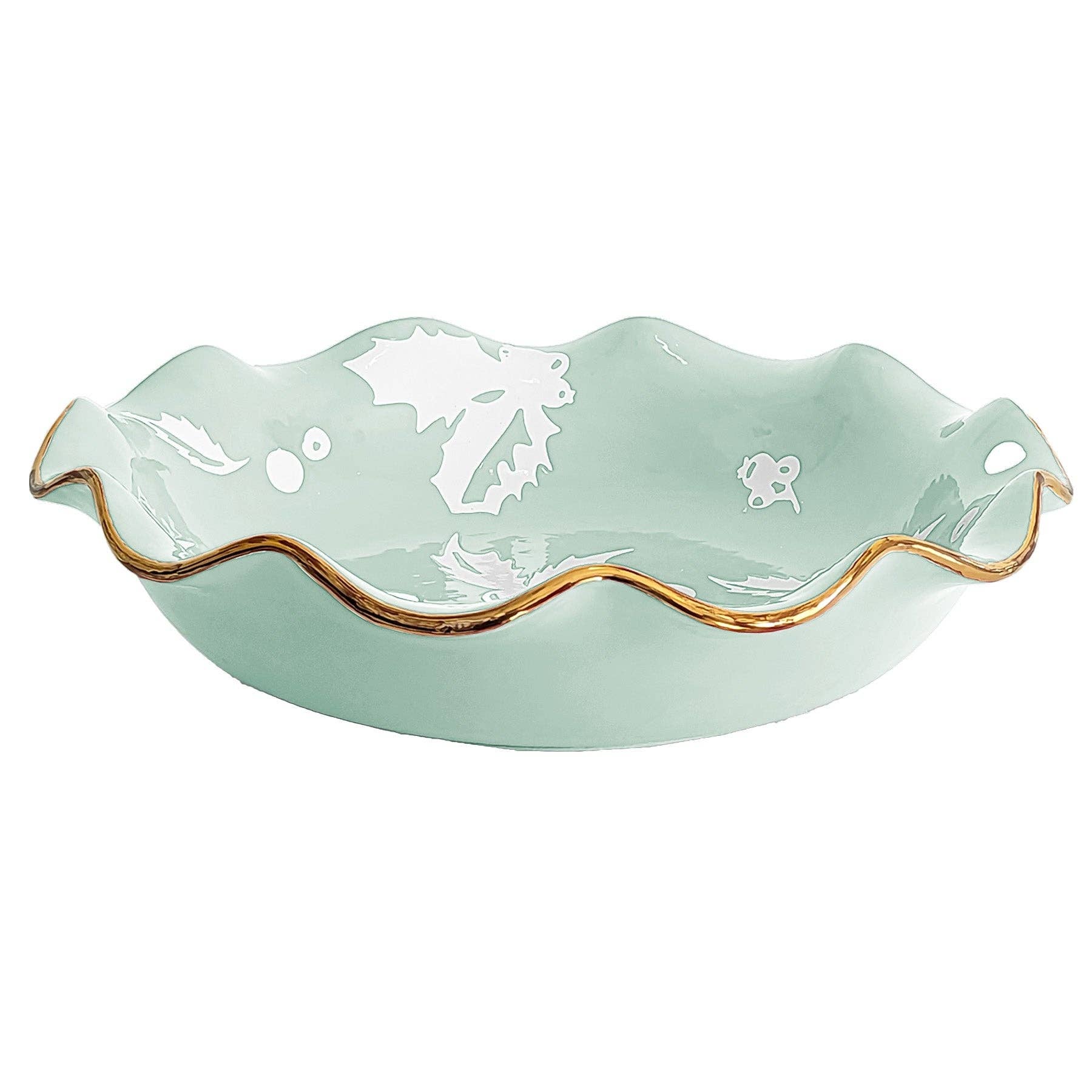 Lo Home | Ruby Clay - Wholesale Decorative Plate/Dish/Bowl - Deck the Halls Scalloped Bowls with 22K Gold Accent2